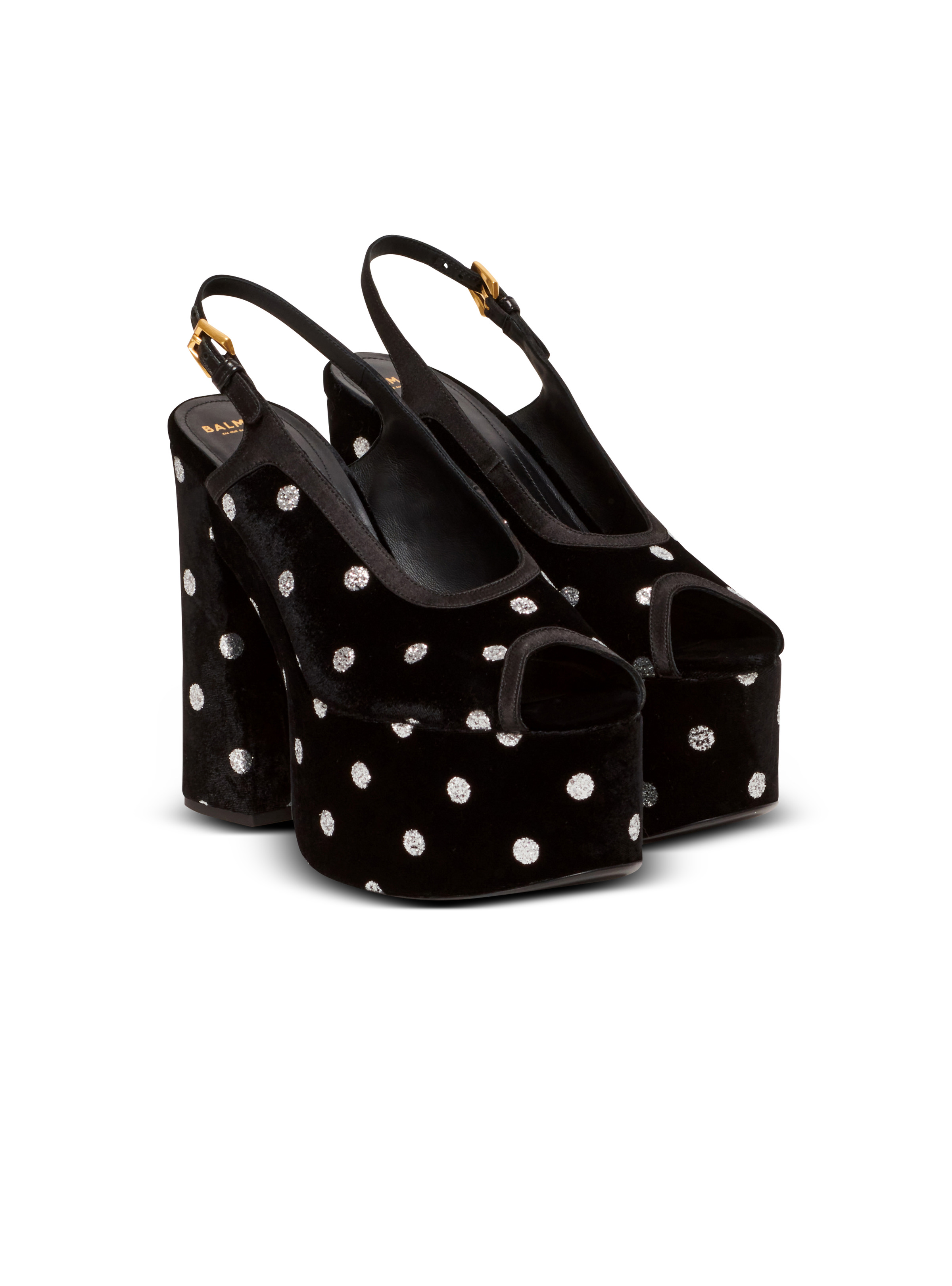 Cam sandals in velvet with polka dots - 2