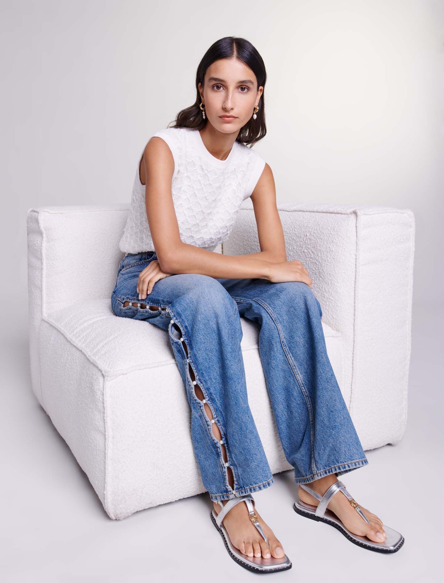 Beaded cutaway jeans - 3