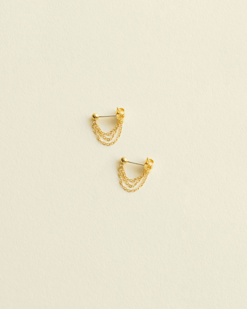 Demi-Fine Triple-Chain Stud Earrings 1