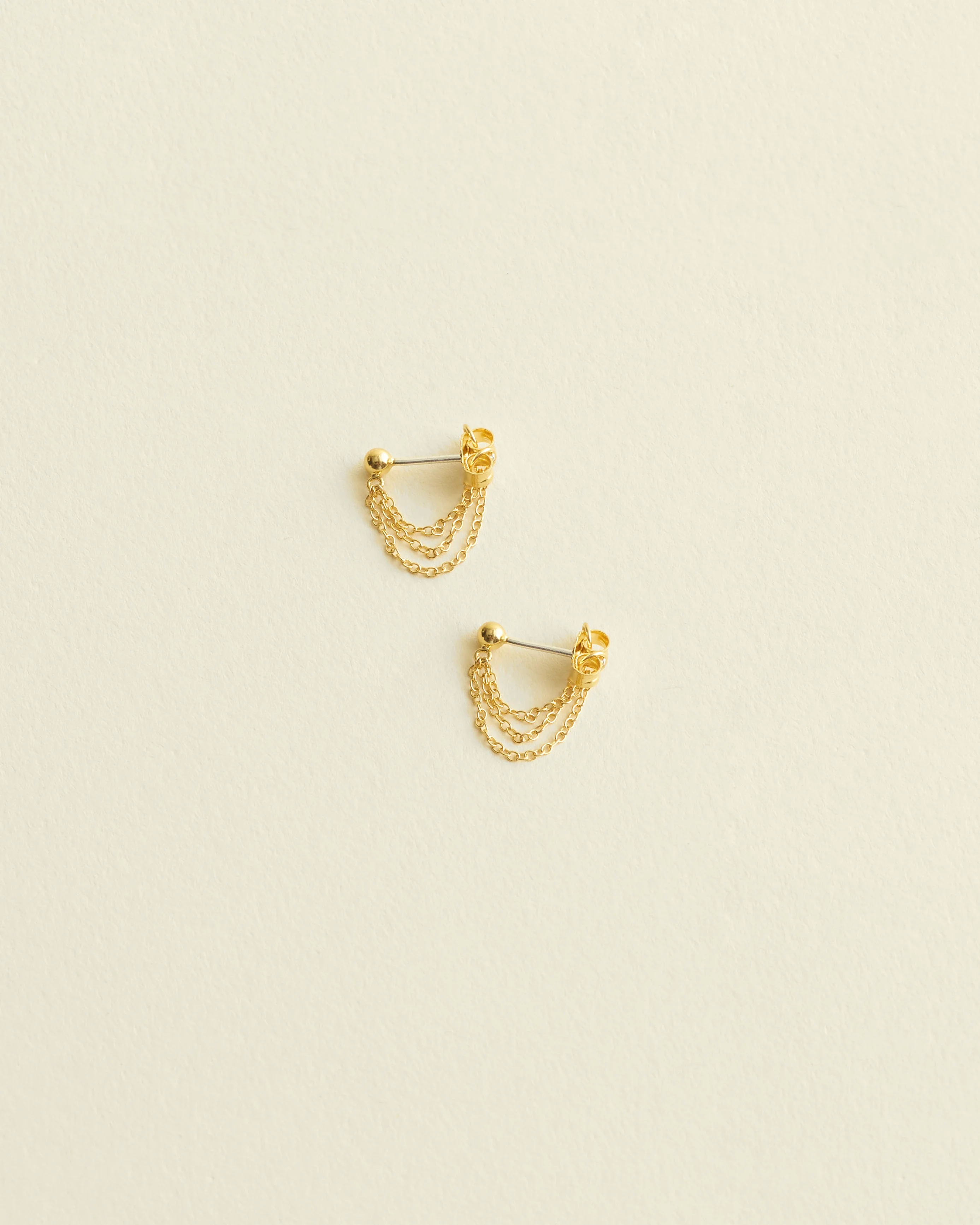 Demi-Fine Triple-Chain Stud Earrings - 1