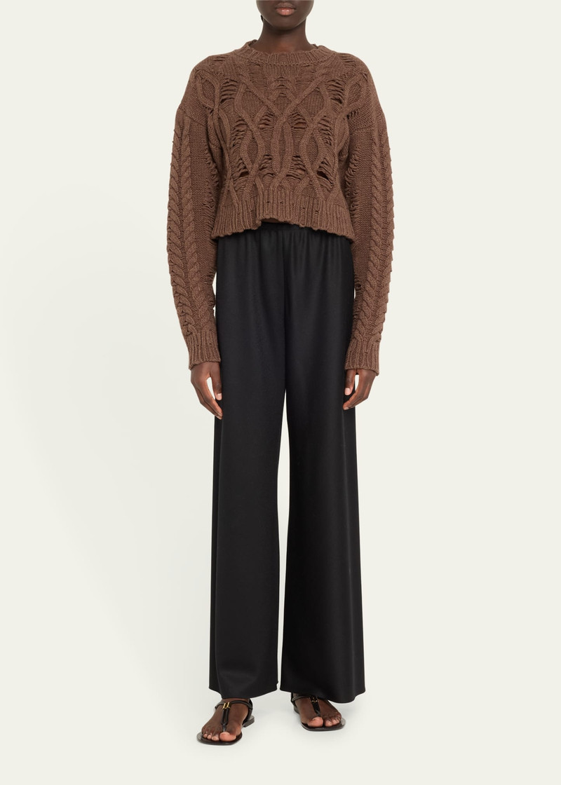AISLING CAMPS Distress Crop Cable Wool Cashmere Sweater outlook