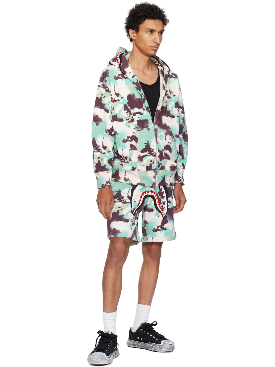 Blue & Purple Map Camo Shark Full Zip Hoodie - 4