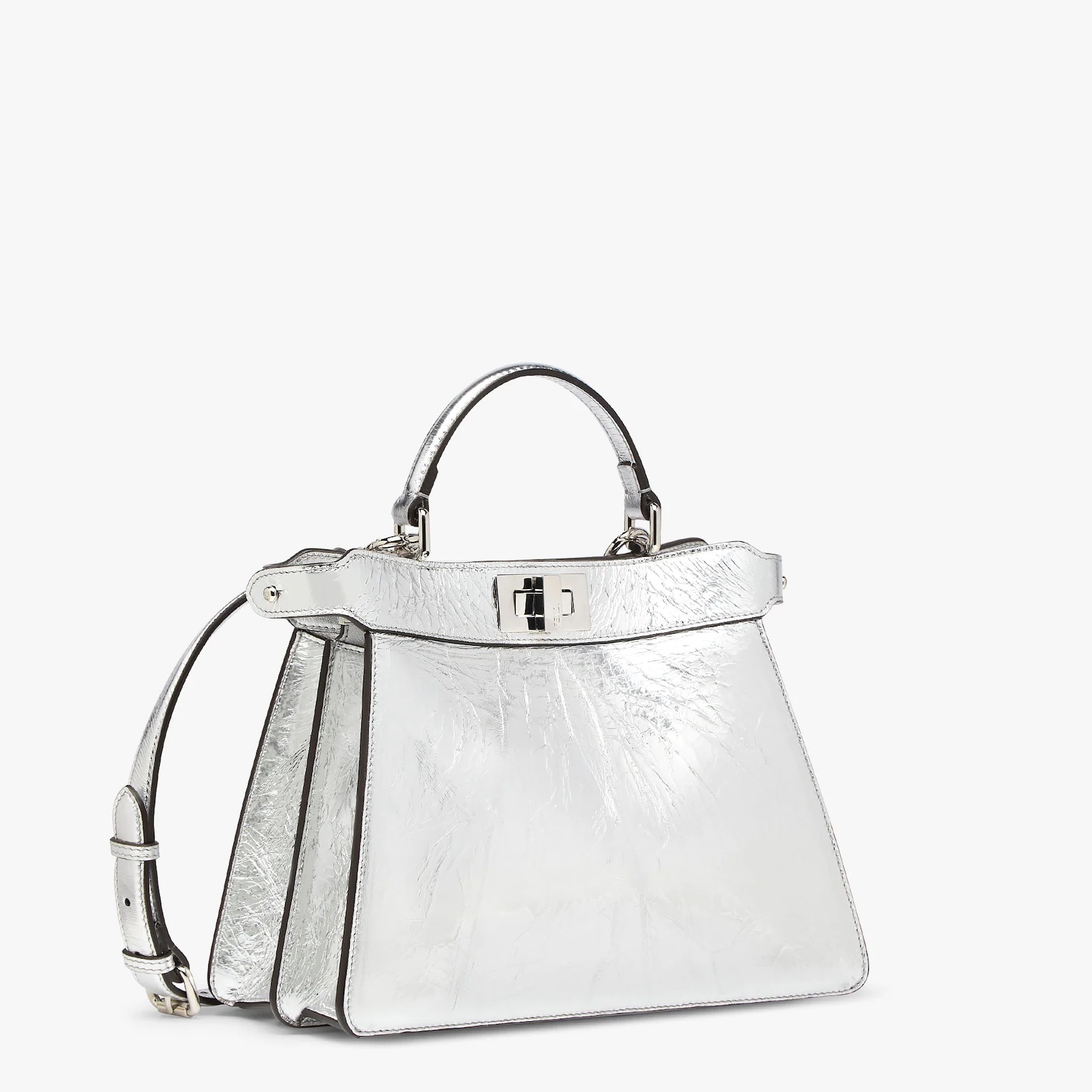 FENDI Silver laminated leather bag | REVERSIBLE