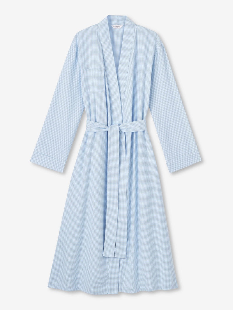 Women's Long Dressing Gown Kelburn 23 Brushed Cotton Blue - 1