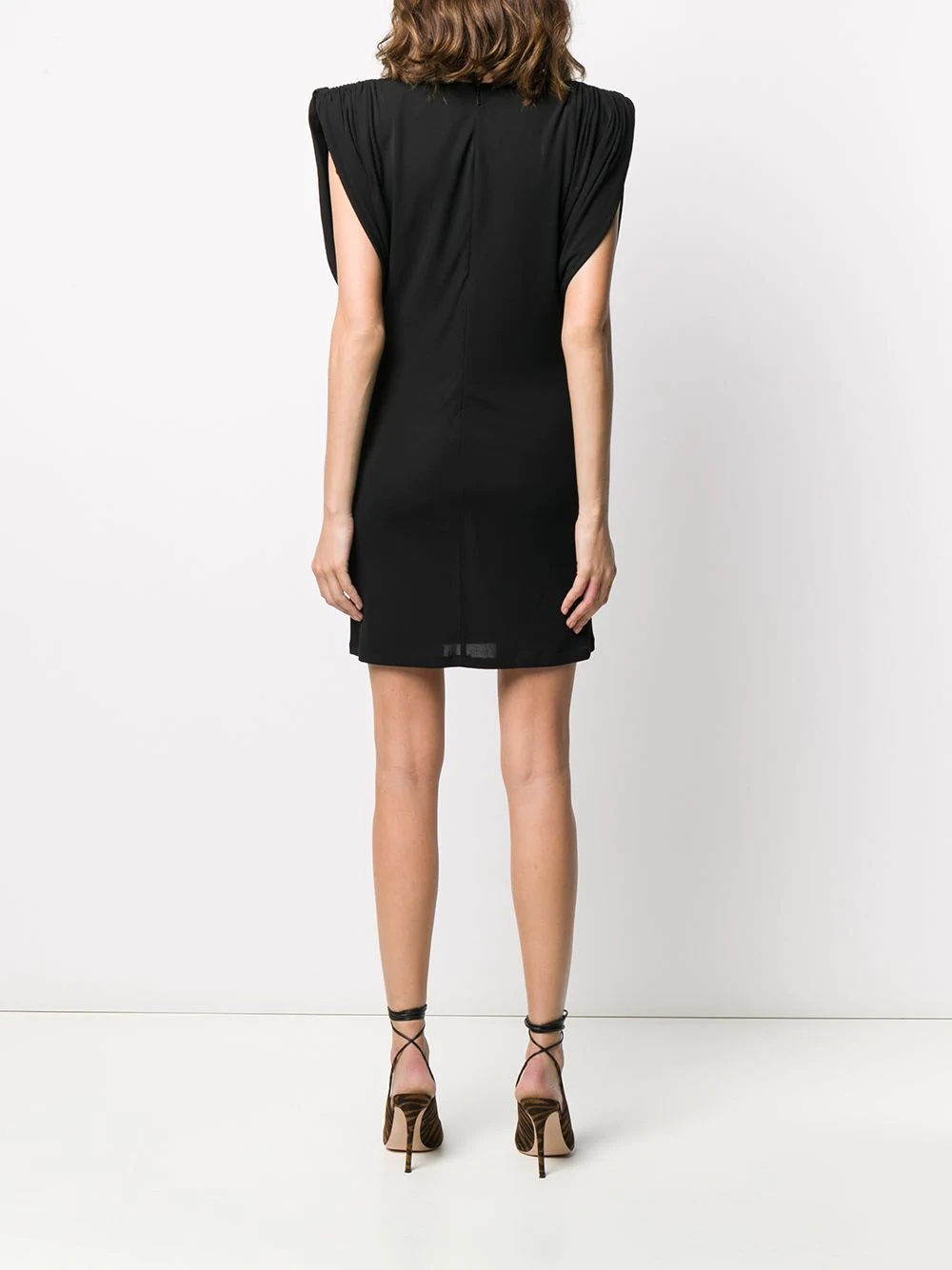 structured-shoulder fitted mini-dress - 4