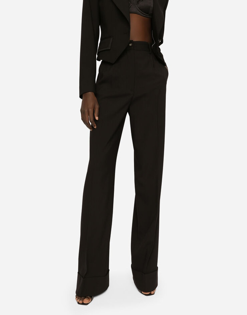 Woolen palazzo pants with turn-ups 4