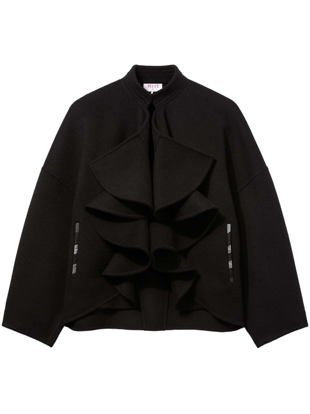 ruffled-placket wool jacket - 1