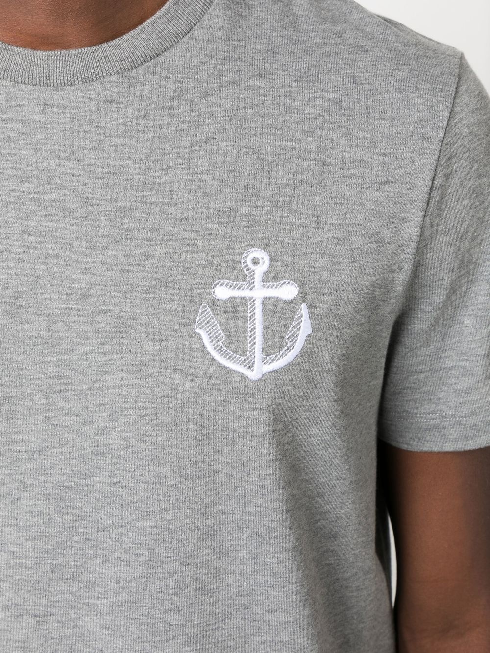 Anchor-embroidered cotton T-shirt - 5