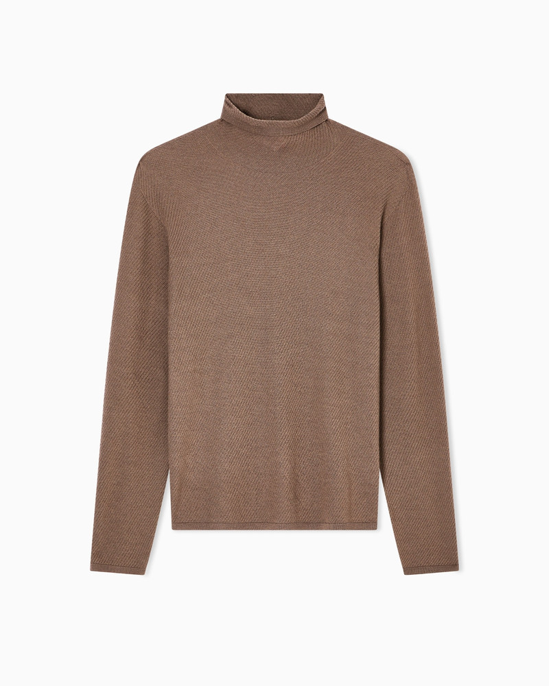 VIRGIN WOOL, SILK AND CASHMERE MOCK-NECK JUMPER 1