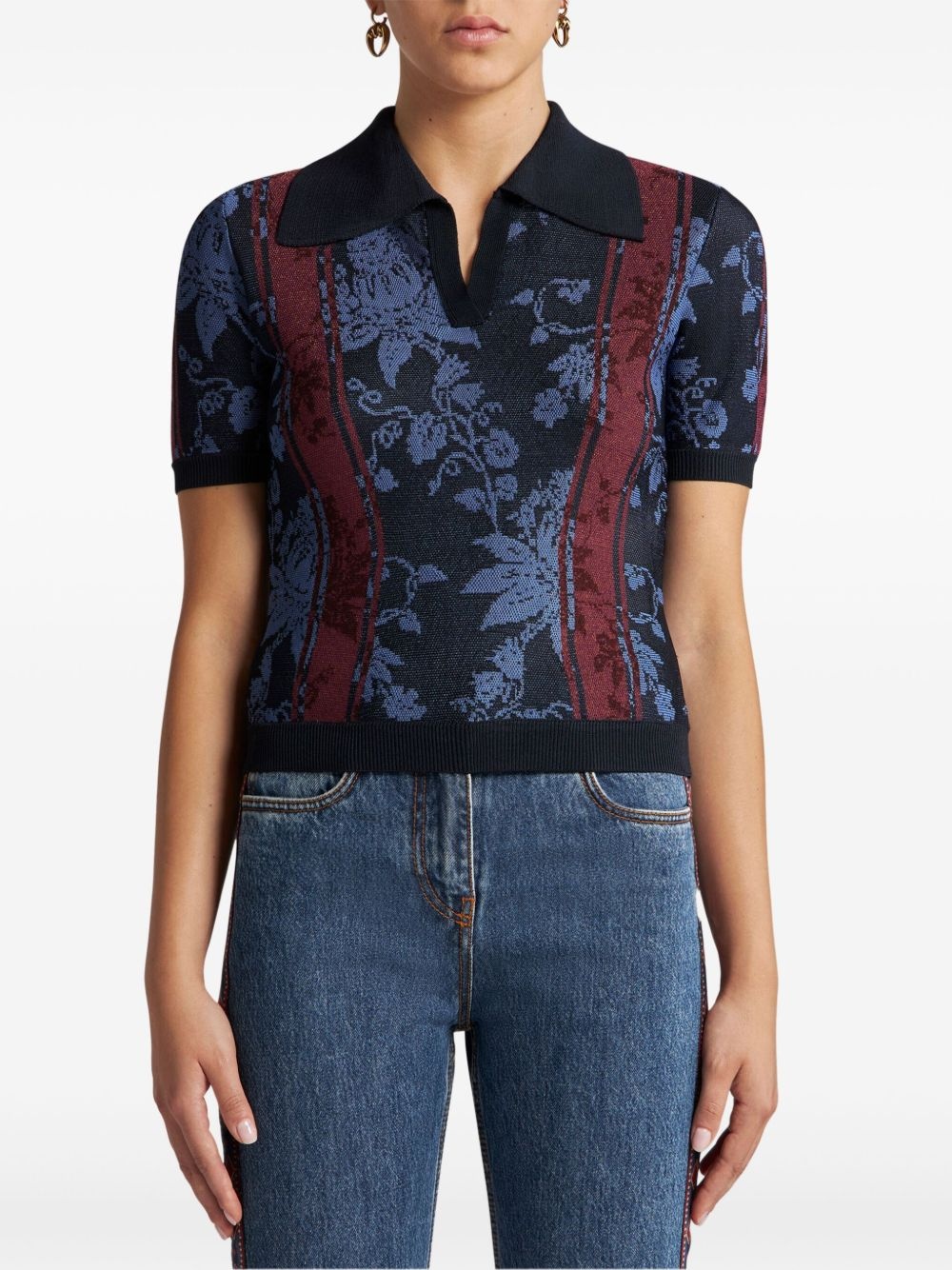 floral jacquard polo shirt - 3