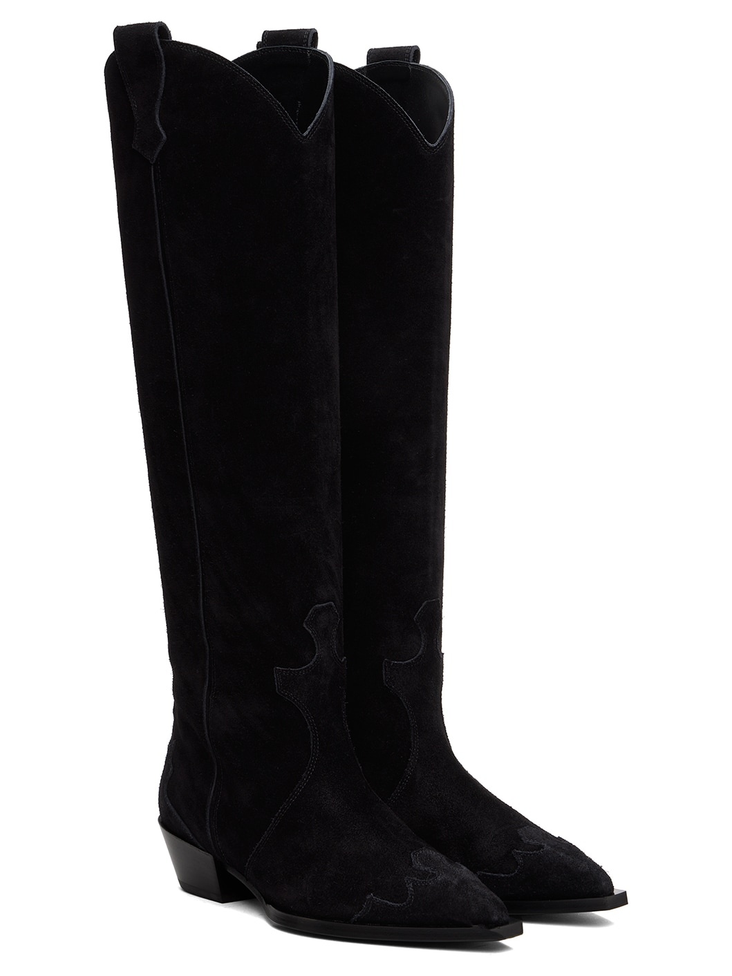 Black Aruna Suede Cowboy Tall Boots - 4