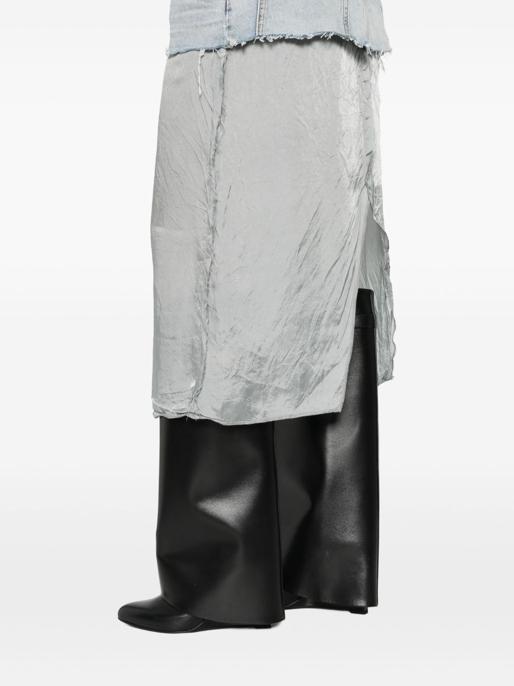 denim-panelled midi skirt - 5
