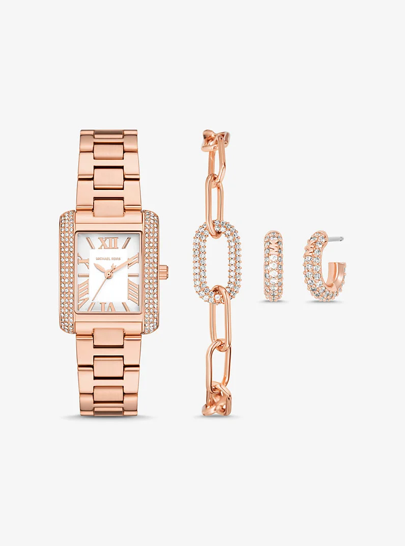 Petite Emery Rose Gold-Tone Watch and Jewelry Gift Set - 1