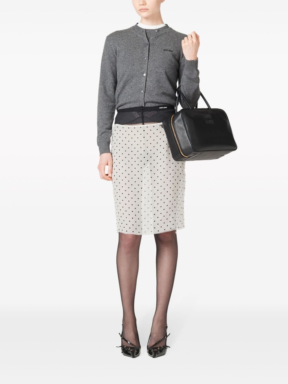 logo-intarsia cashmere top - 2