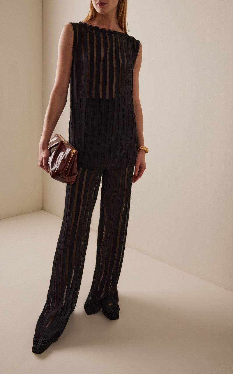 House of Dagmar Striped Sheer Wide-Leg Pants black outlook