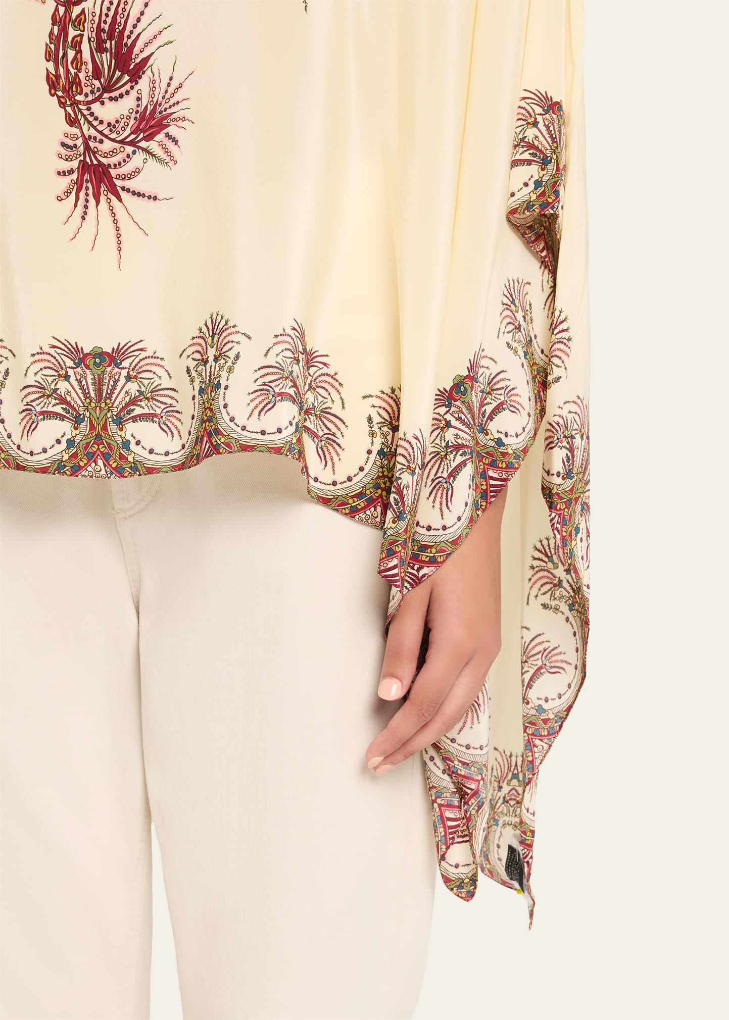 Printed Silk Poncho - 5