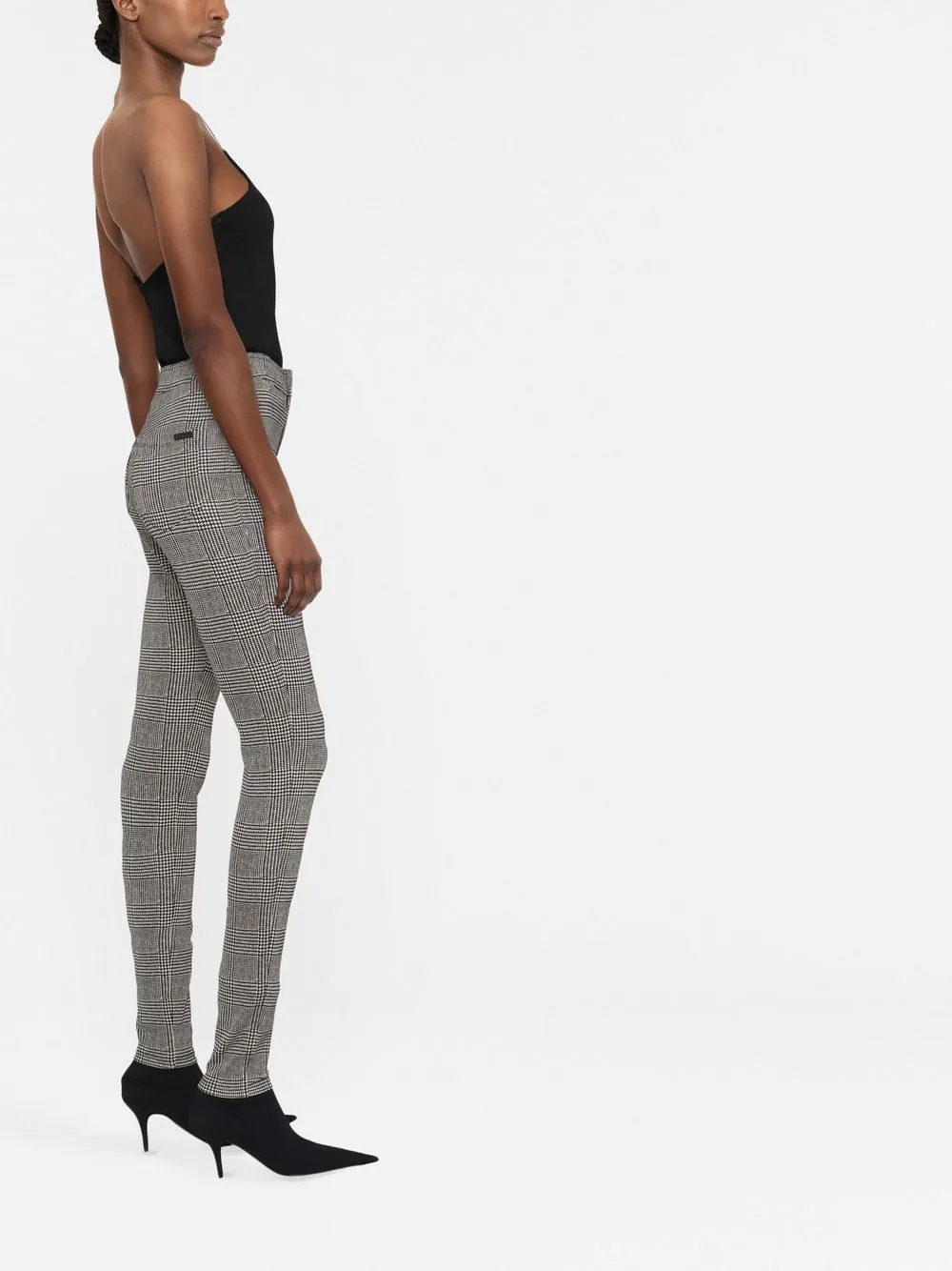check-patterned skinny trousers - 3