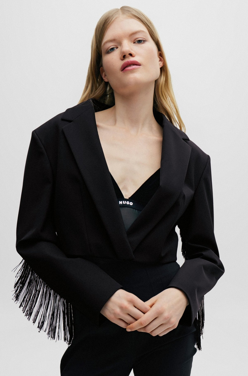 CROPPED REGULAR-FIT JACKET WITH FRINGE TRIMS 5