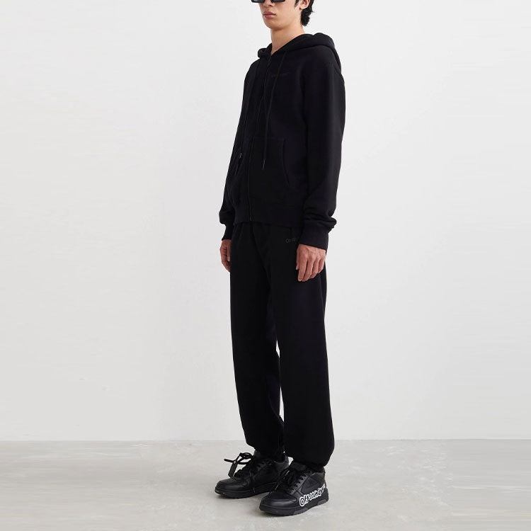 Men's Off-White SS22 Printing Zipper Jacket Black OMBE013C99FLE0011010 - 4