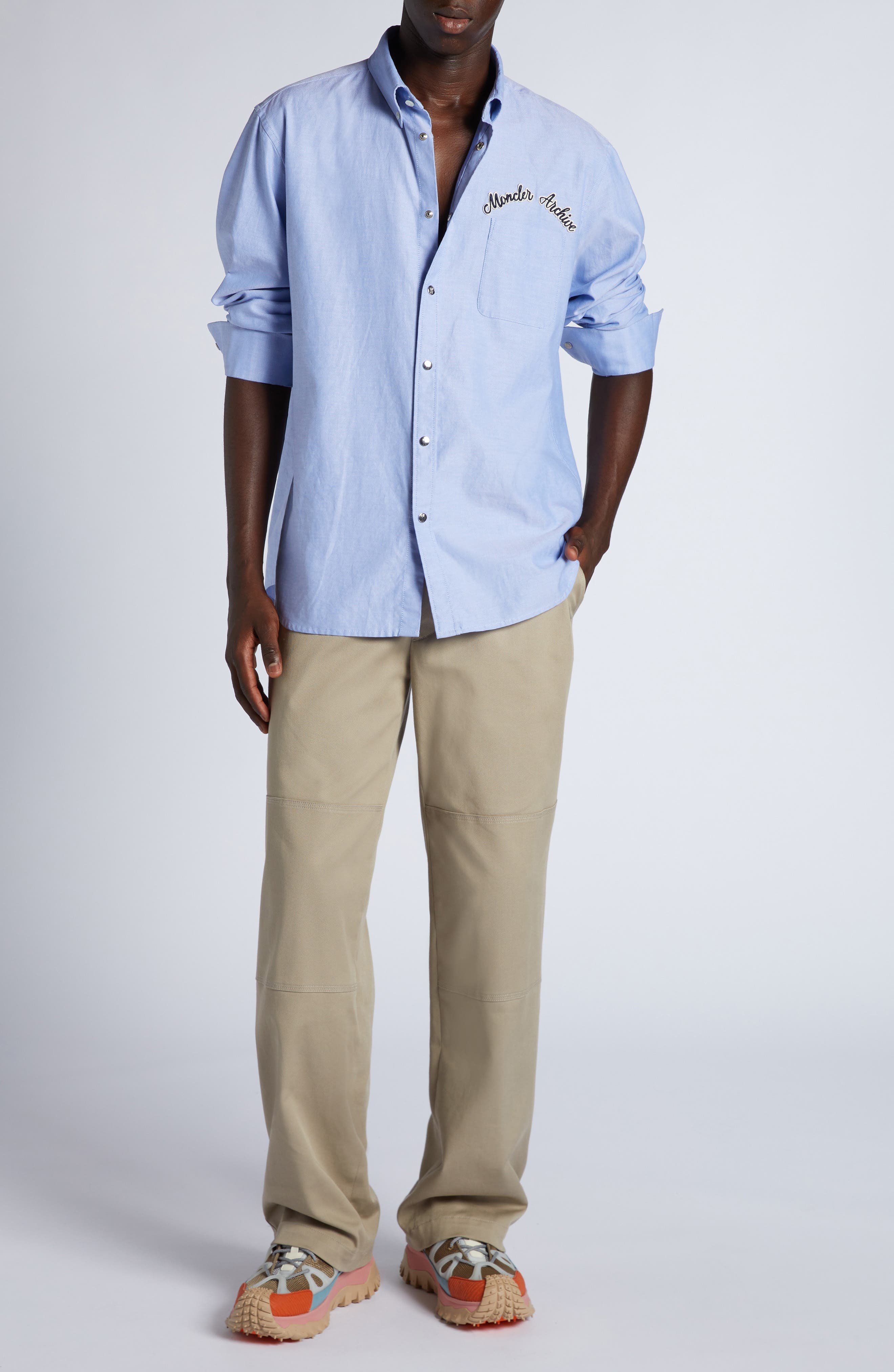 Moncler Cotton Stretch Twill Pants in Sand Beige at Nordstrom - 2