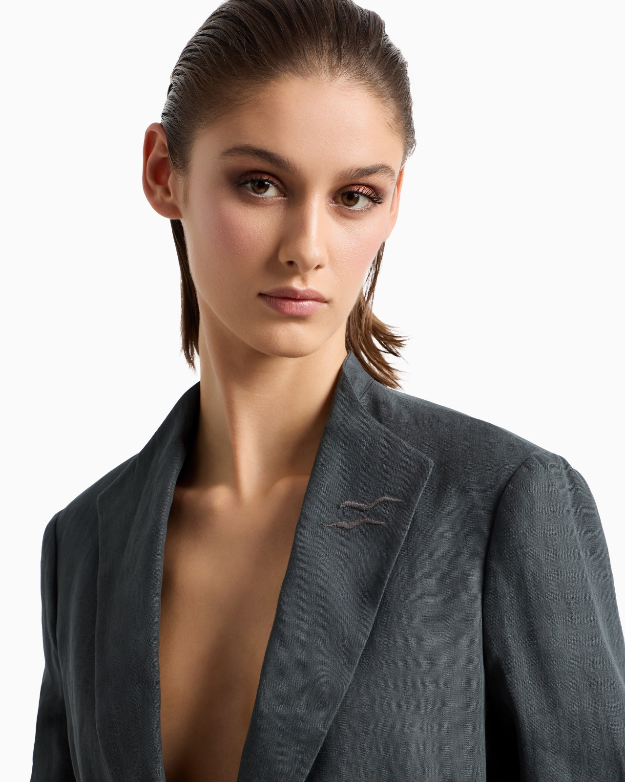 LONG SINGLE-BREASTED LINEN JACKET - 5
