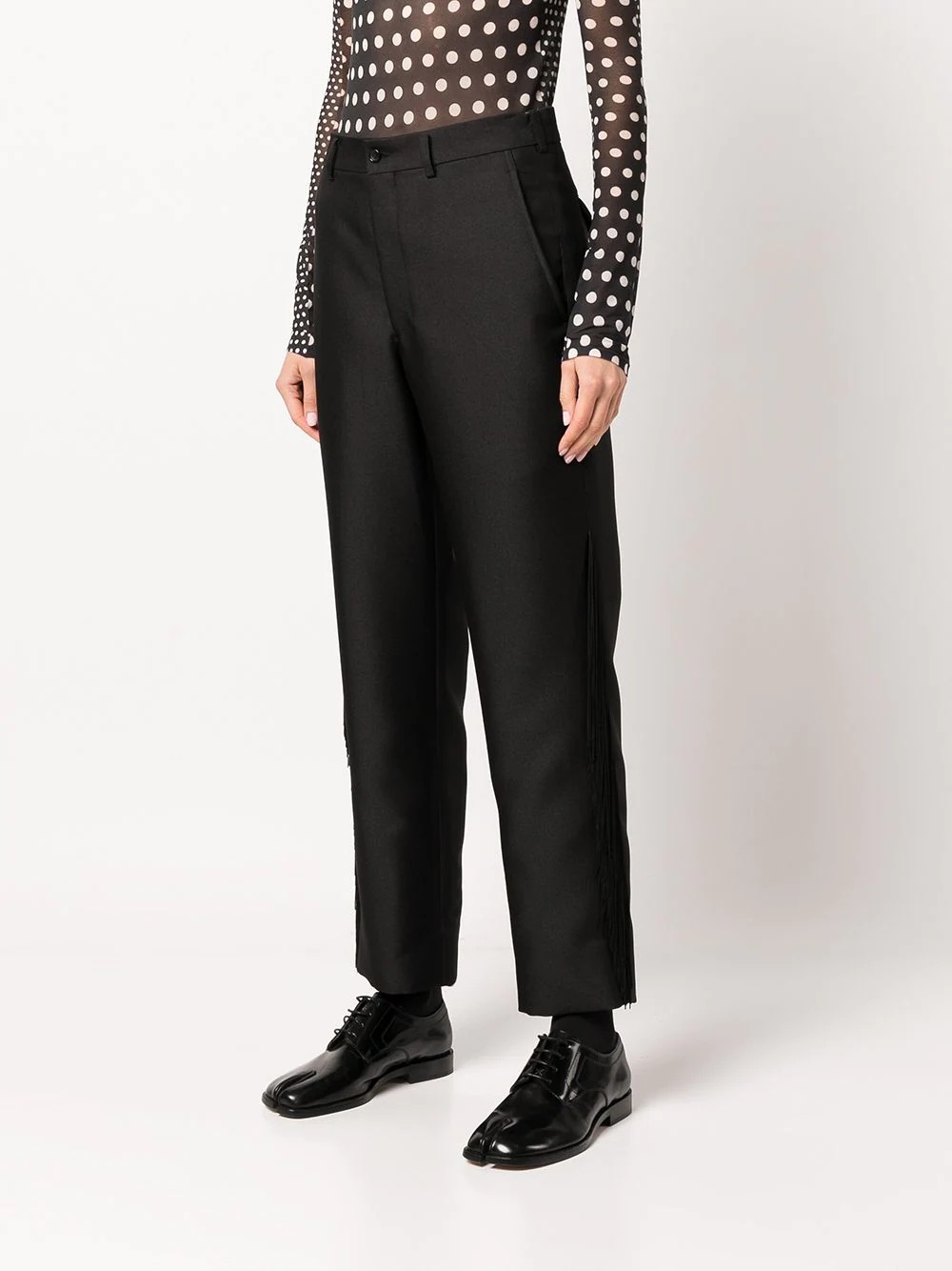 fringed straight-leg tailored trousers - 3