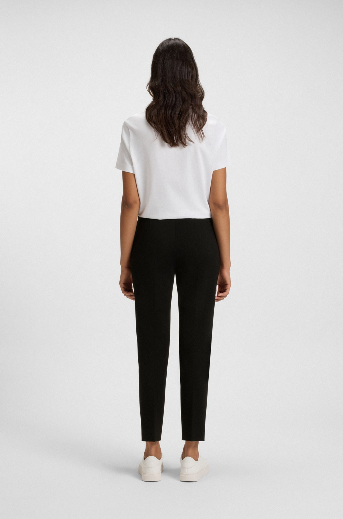 REGULAR-FIT TROUSERS IN STRETCH FABRIC WITH TAPERED LEG - 4