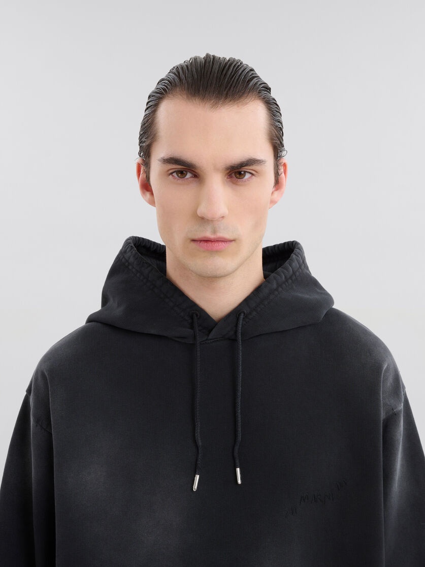 BLACK ORGANIC COTTON HOODIE WITH MARNI MENDING - 4
