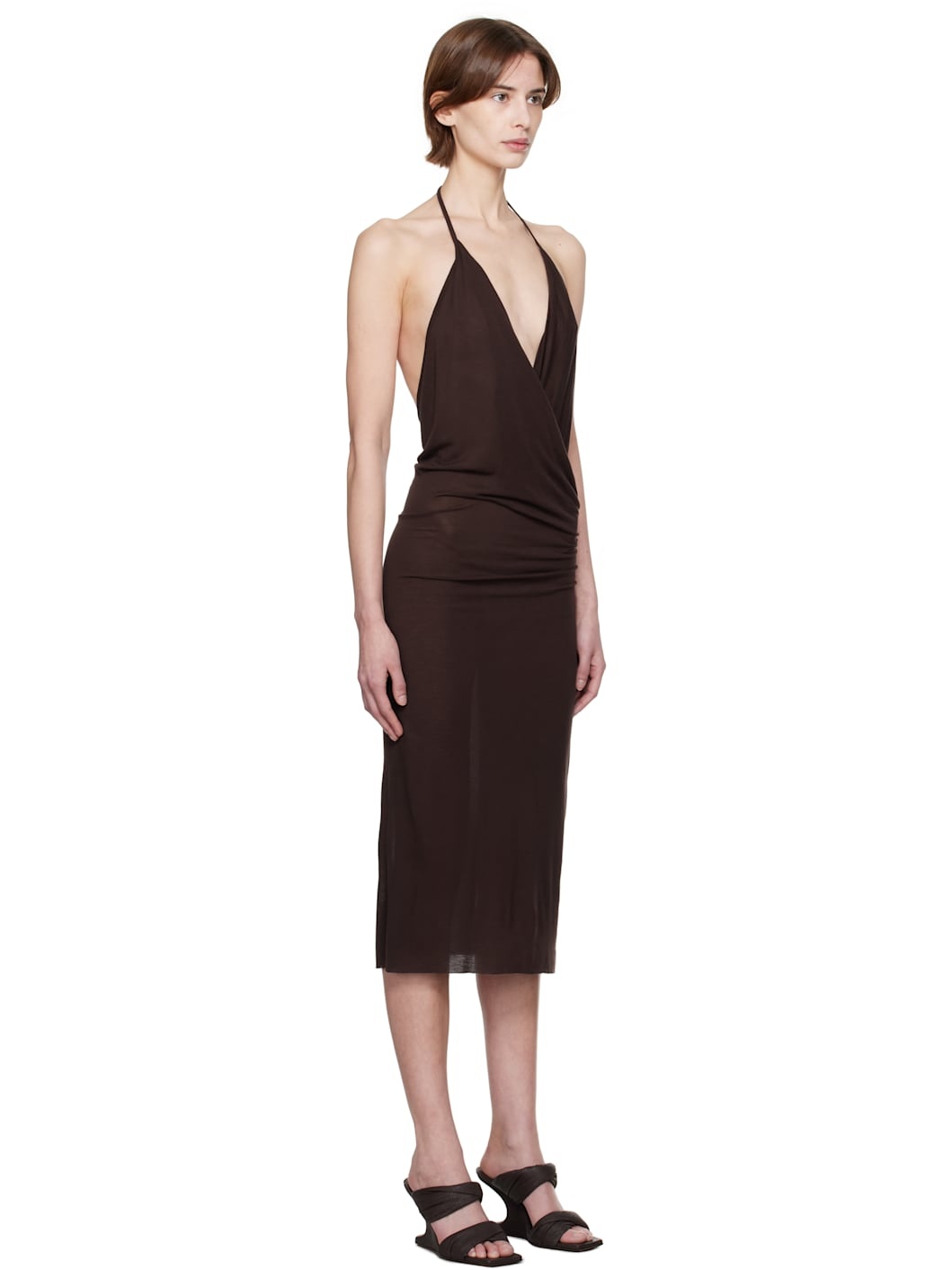 Brown Hollywood Draped Dress - 2