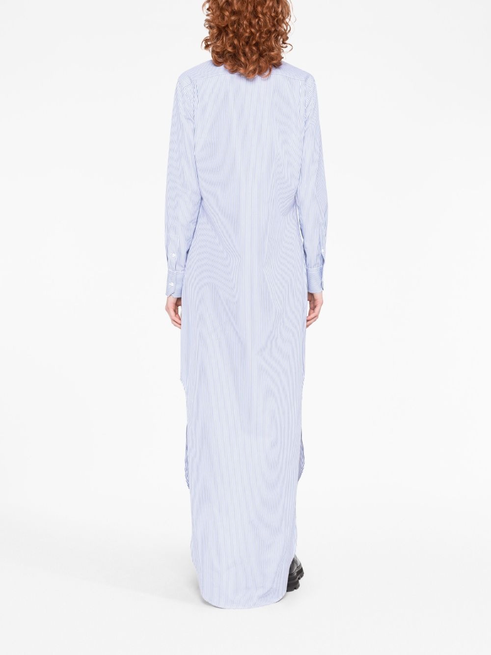 logo-patch striped maxi shirtdress - 4