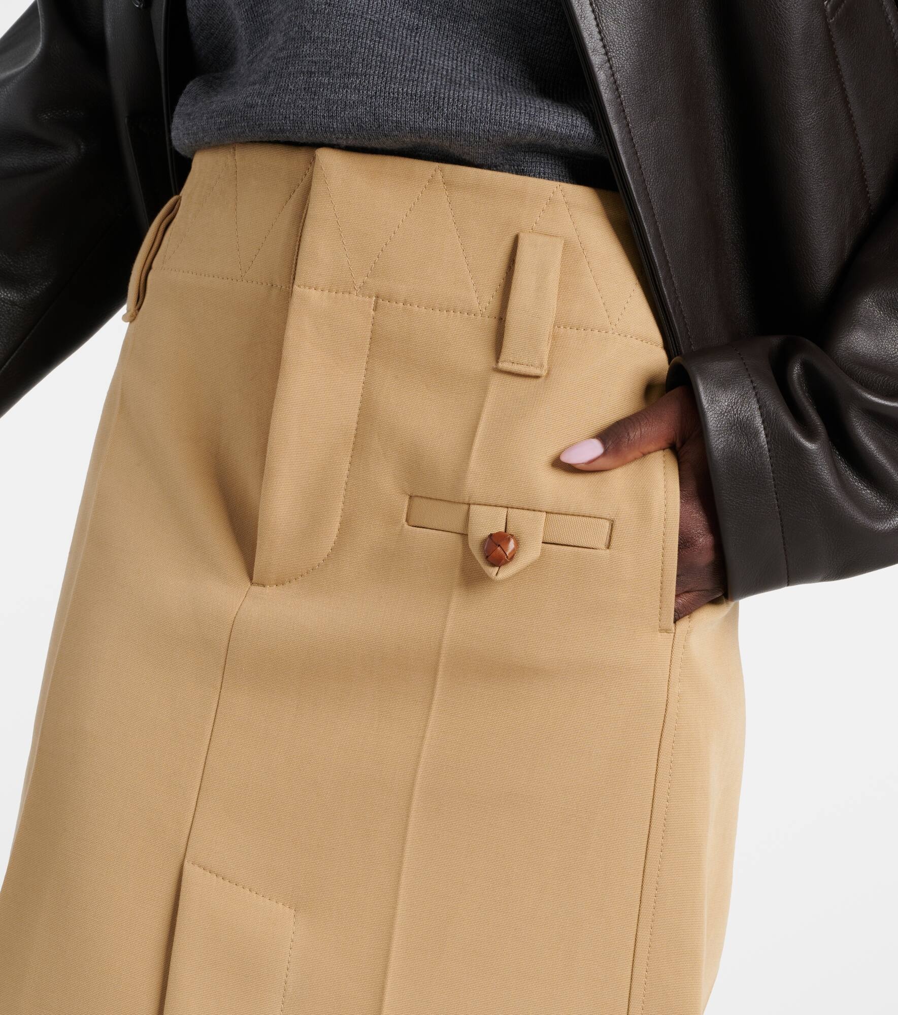 Cotton canvas pencil skirt - 4