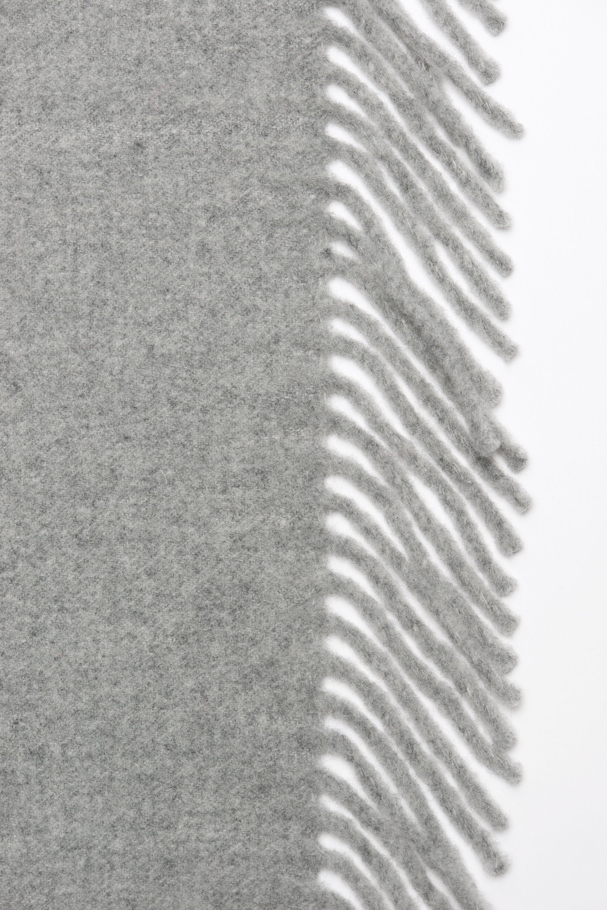 Fringe wool scarf - Light Grey Melange - 3