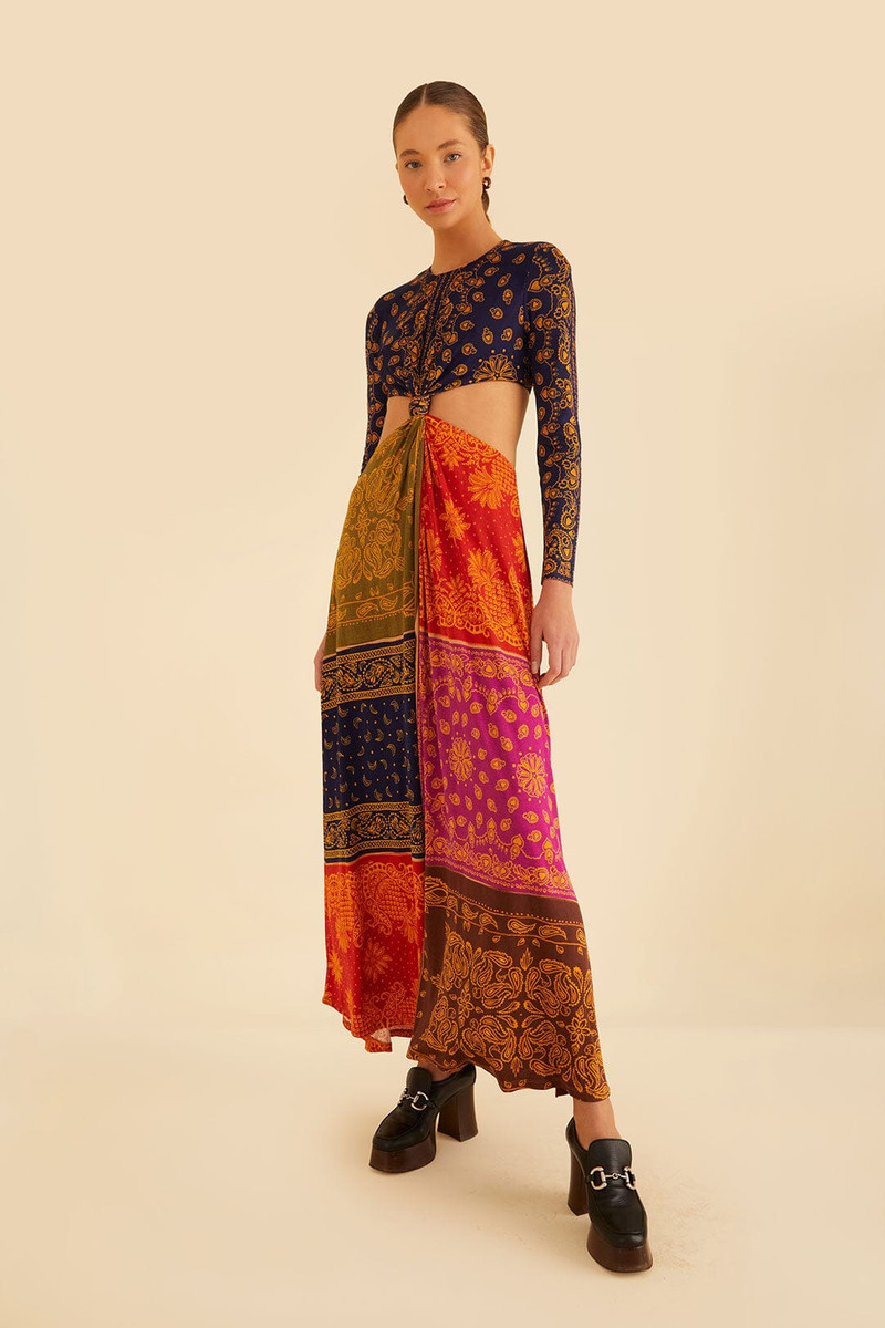 Multicolor Bandana Dream Cut Out Maxi Dress 1