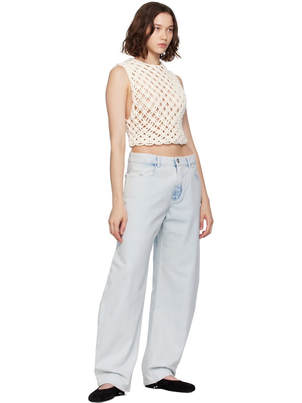 Off-White Hand Knotted Tank Top - 4