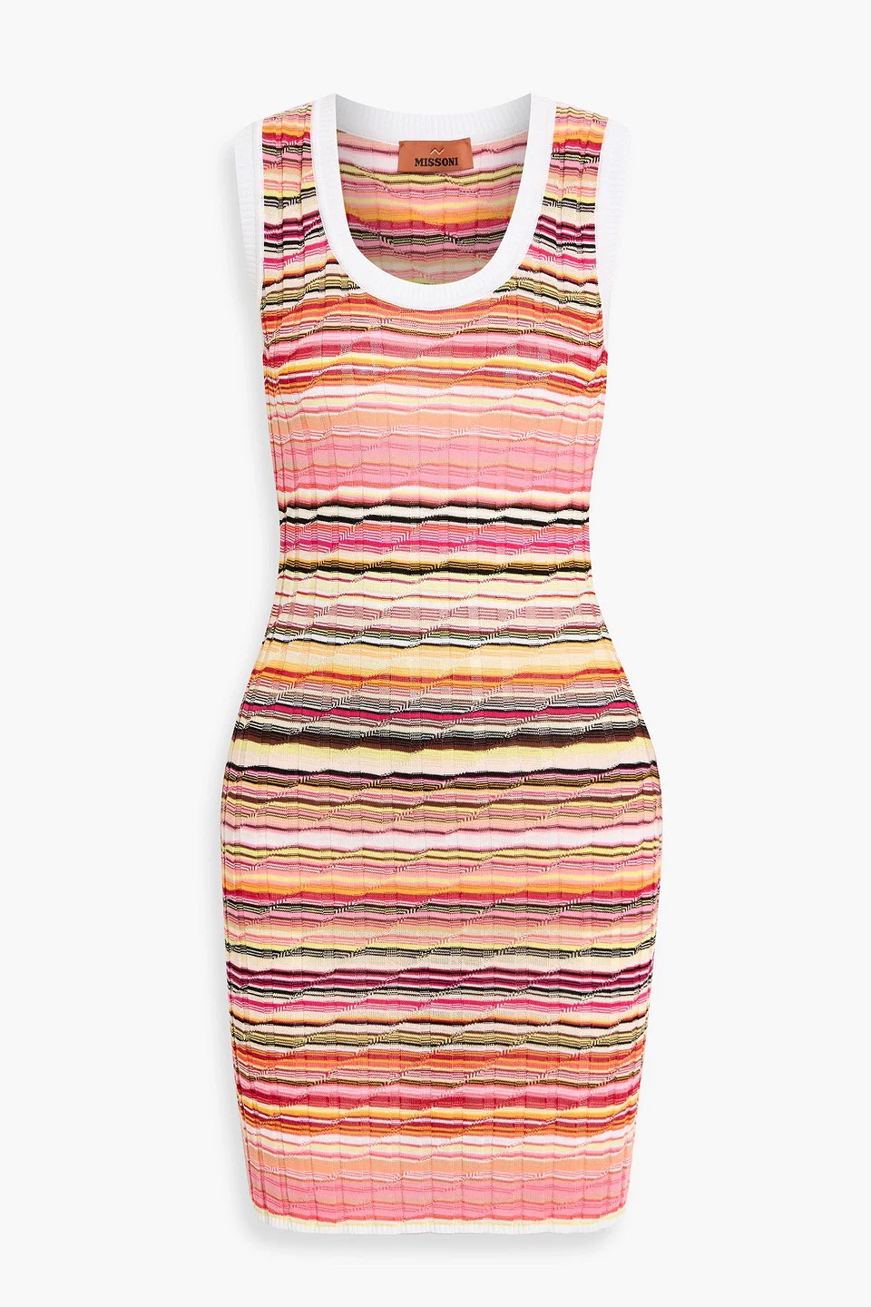 Space-dyed ribbed cotton-blend mini dress - 1