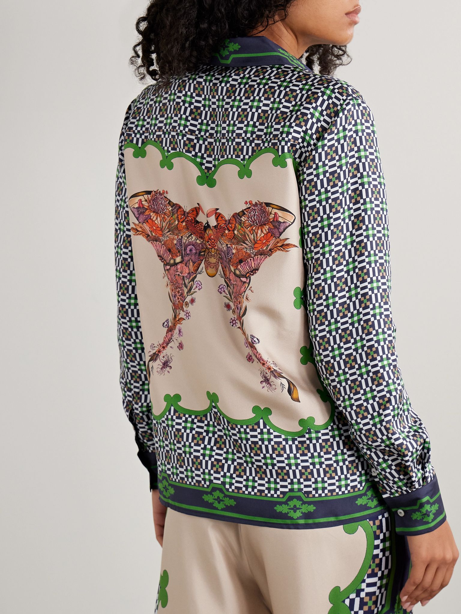 Icon Boy printed silk-twill shirt Blue - 4