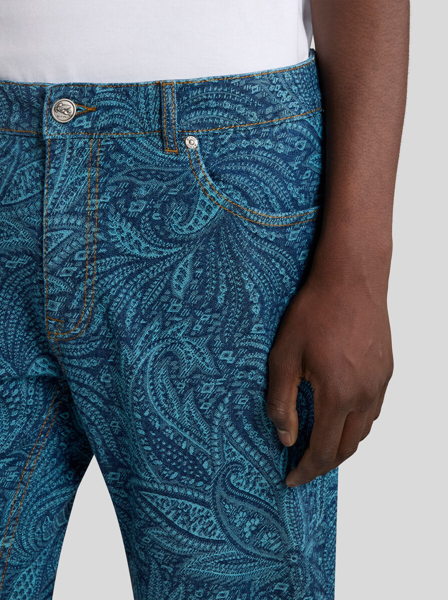 STRETCH JEANS WITH ALL-OVER FOLIAGE - 3