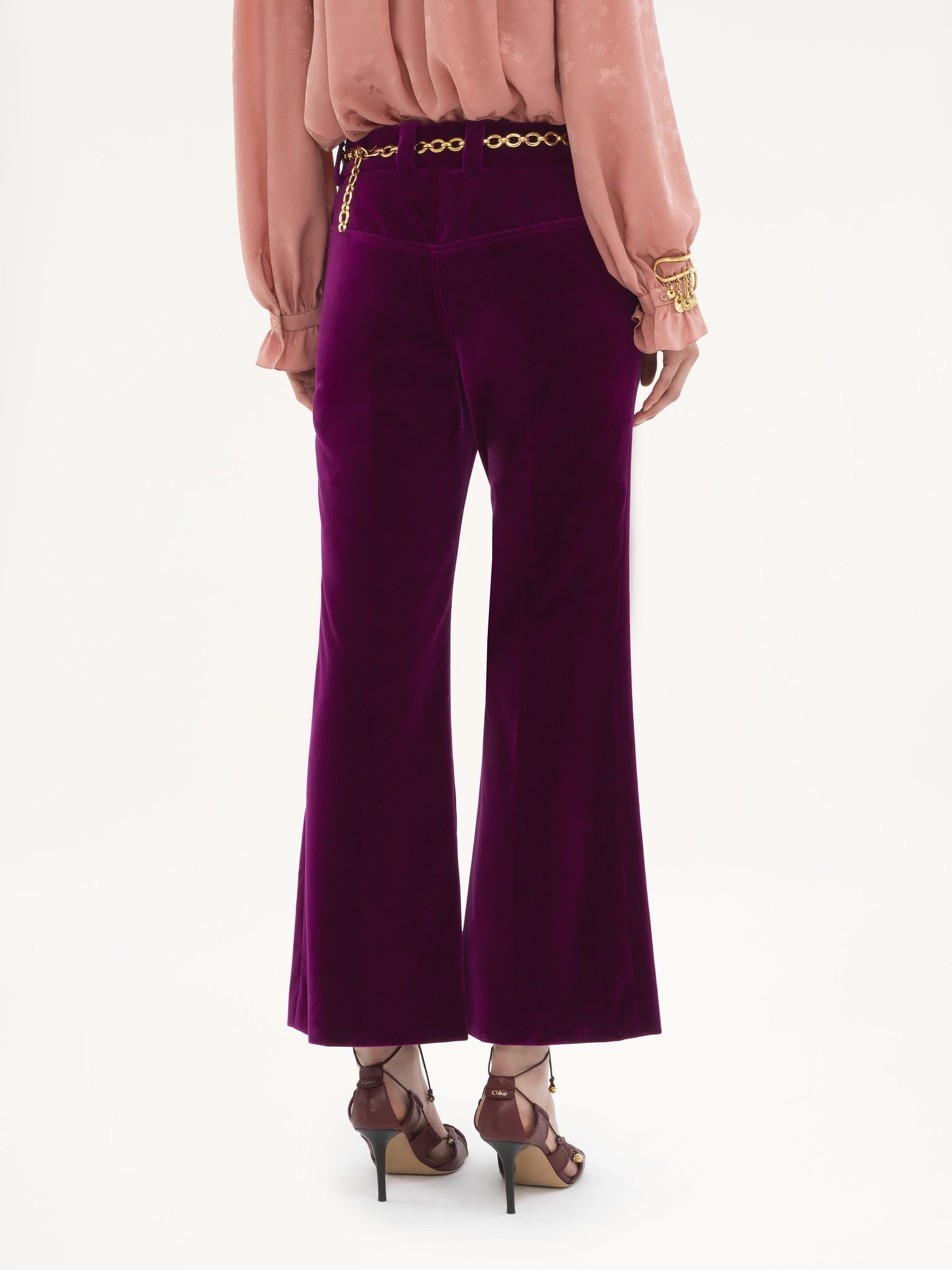 Chloé CROPPED BOOTCUT PANTS IN VELVET | REVERSIBLE