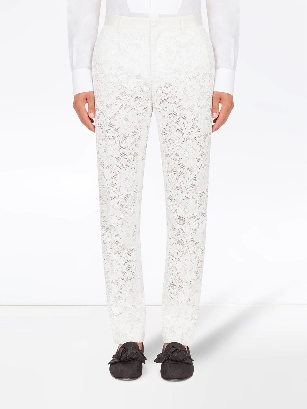 lace straight-leg trousers - 3