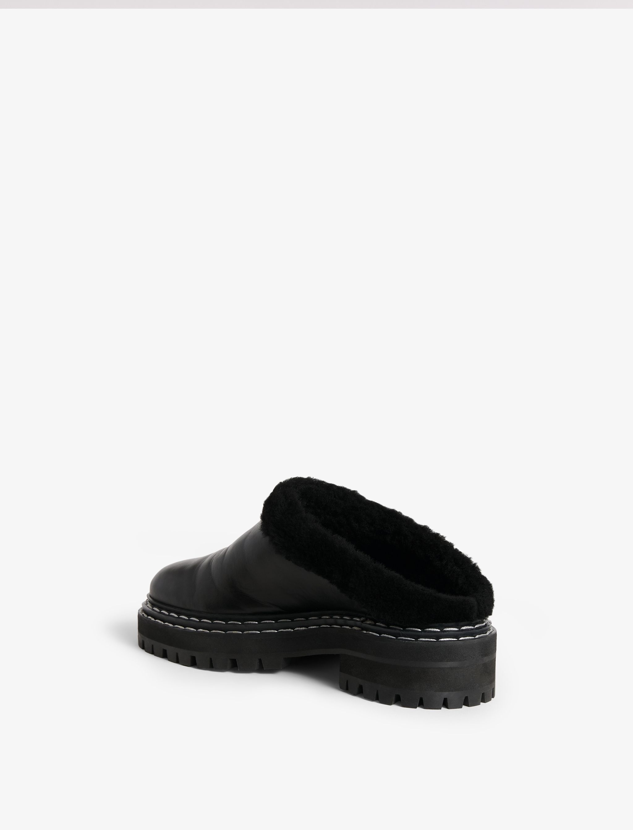 Shearling Lug Sole Mules - 3
