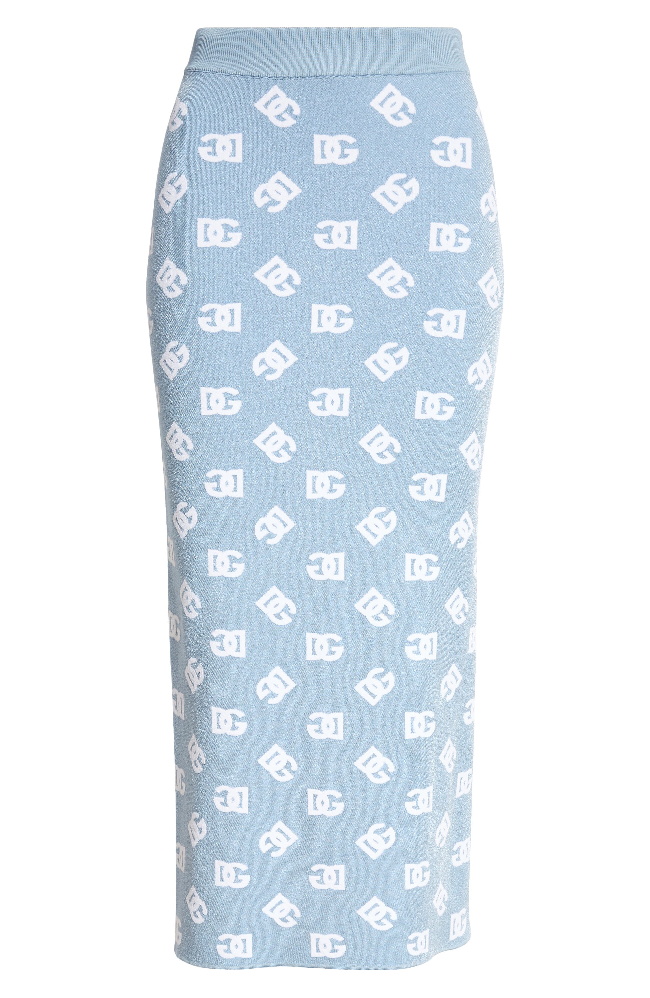 Dolce&Gabbana Logo Jacquard Pencil Skirt in B0143 Celeste Chiaro at Nordstrom - 6