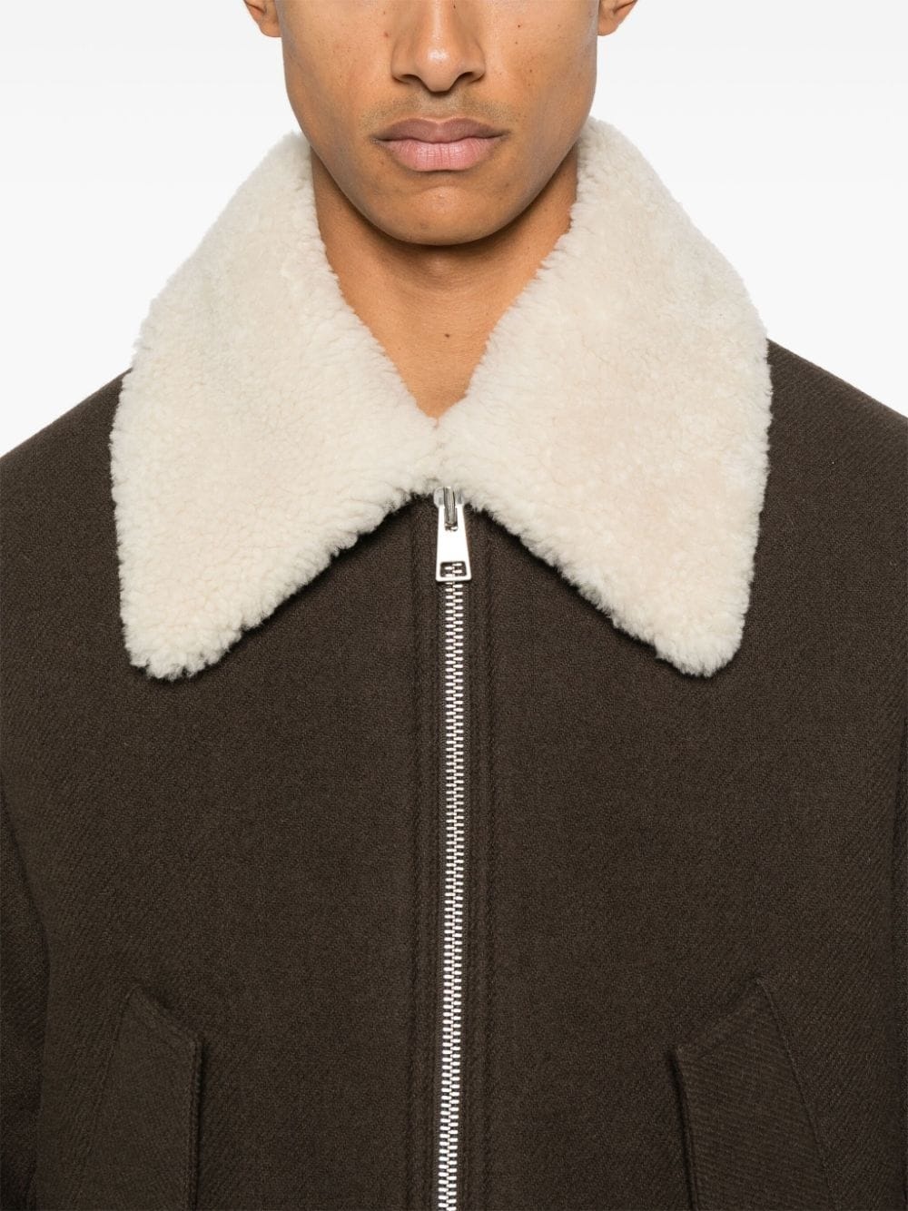 shearling-collar Aviator jacket - 5