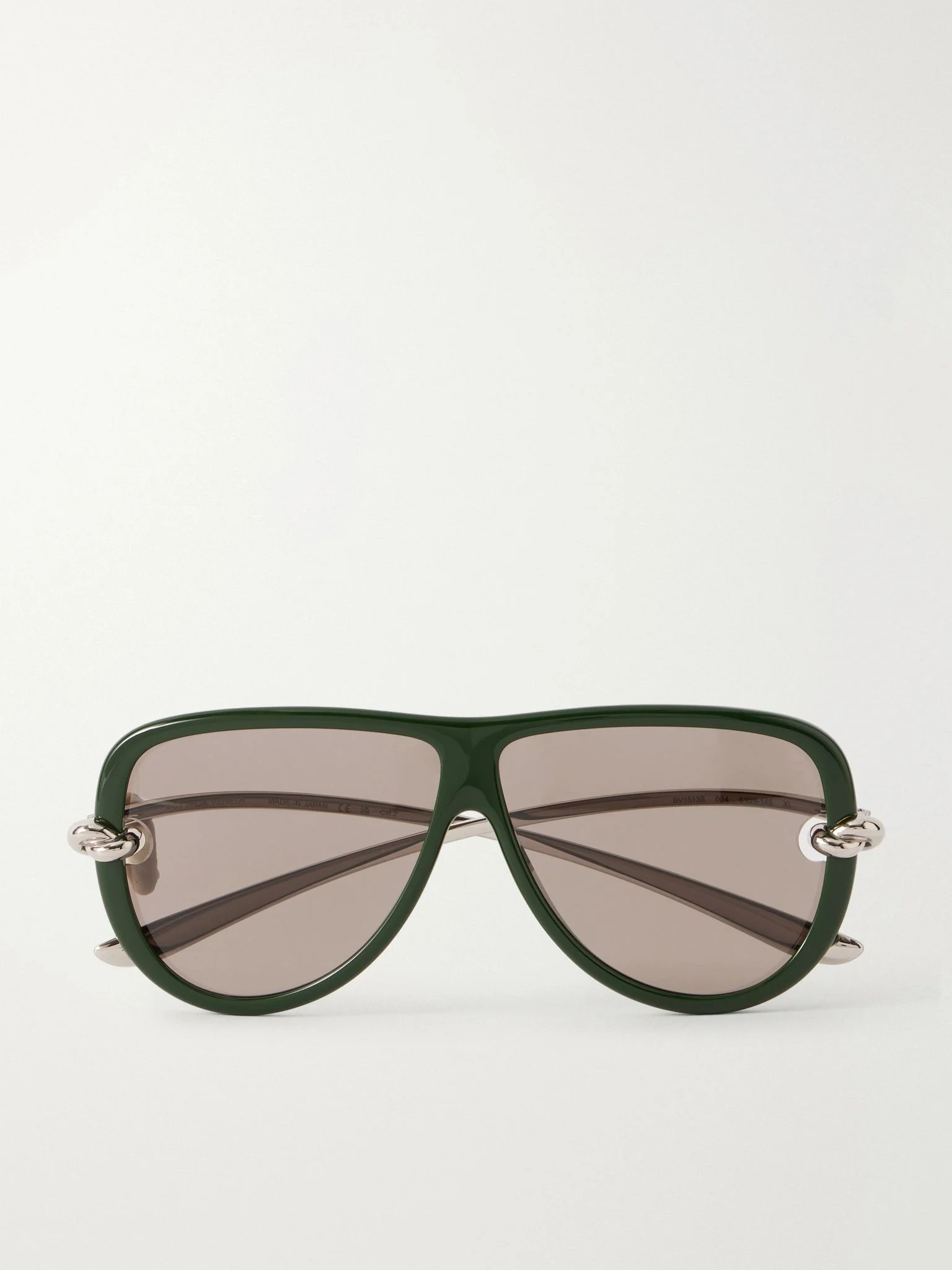 Icons Knot aviator-style injected silver-tone sunglasses Green - 1