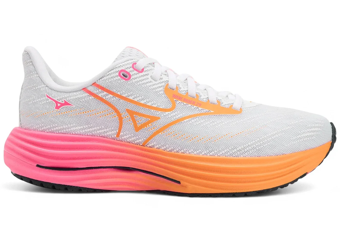 Mizuno Wave Rider 28 White Tang Orange Pink Tetra - 1