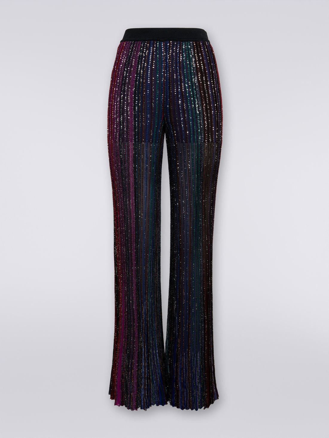 Flared pleated viscose blend trousers with sequins - 1