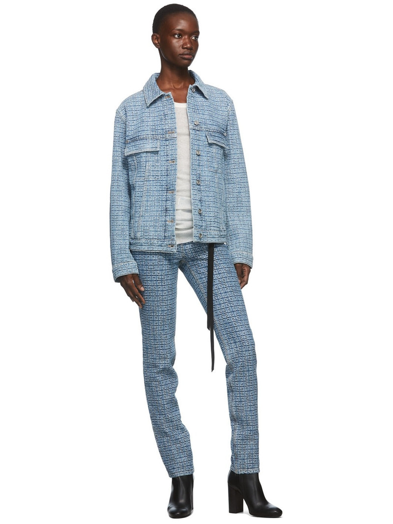 Givenchy Blue Jacquard Logo Denim Jacket outlook