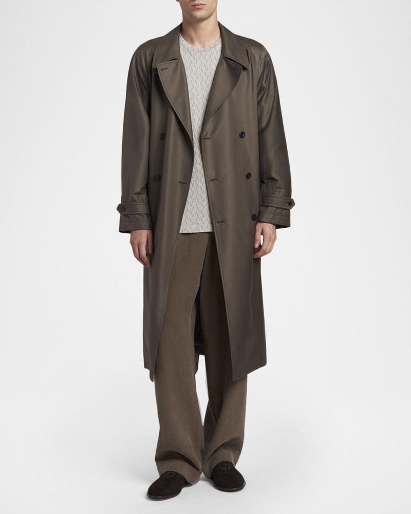 GIORGIO ARMANI Men & apos;s Silk and Nylon Belted Overcoat outlook
