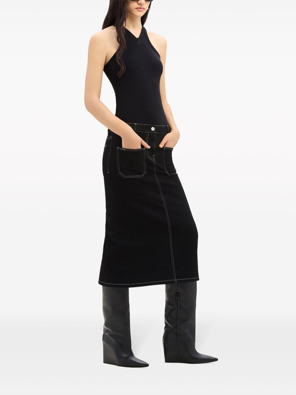 logo-embroidered ribbed tank top - 3