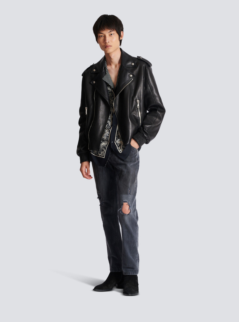 Balmain Faded denim patchwork jeans outlook