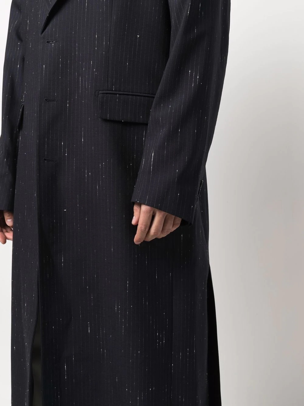 long pinstripe-print single-breasted coat - 6